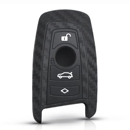 Carbon Fiber Silikon 4-knapps bilnyckelfodral för BMW