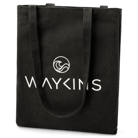 Waykins - Liten svart tote bag i bomull for menn - Tote bager