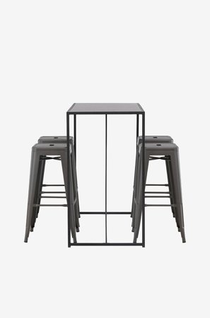 Venture Home - Barsæt Brea med 4 barstole Tempe - Sort - Spisegrupper - Fra Homeroom