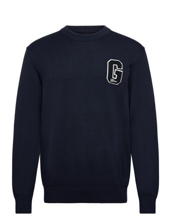 GANT Small Graphic Badge C-Neck - Navy - S