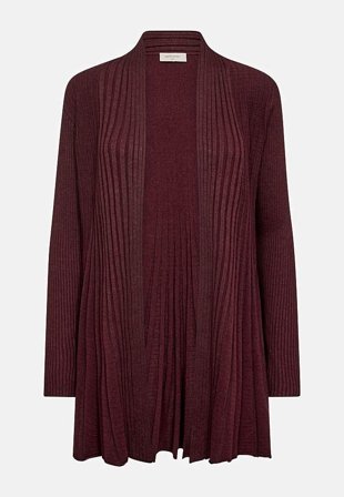 Freequent - Lang, ribbet cardigan i rødmeleret til damer i størrelse M (40) - Cellbes