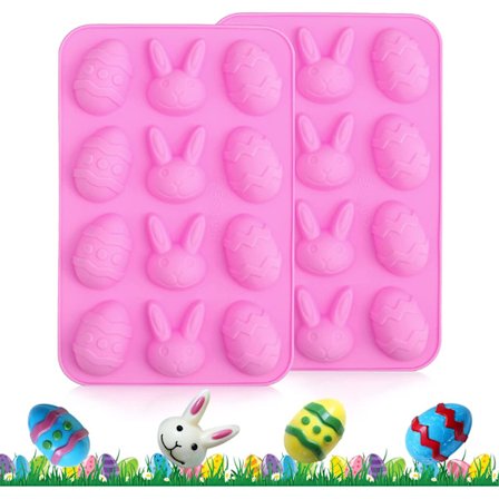 Påskeeggsjokoladeform, 2 stk Silikonepåskeeggform, 3D Sil