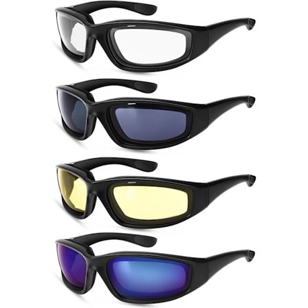 4 stk. sportsolbriller, vindtette sykkelbriller, lette nattbriller, ridebriller, solbriller for motorsykkel, sykkel, utendørsaktiviteter og sport