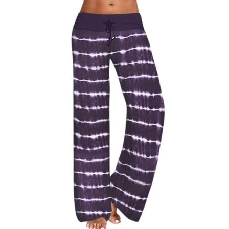 Dam Med Elastisk Midja Med Breda Ben Loungewear Randig Palazzo Byxa