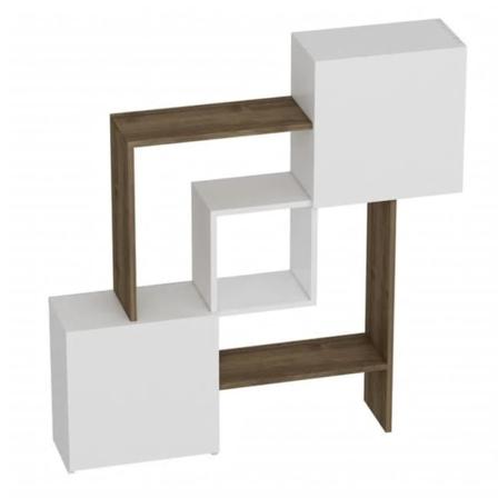 Homemania Bokhylla Lorenz 118,2x24x121,8 Cm Vit Och Valnötsträ Multifärg