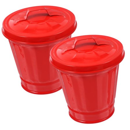 2 st Plåthinkar med lock, soptunna för sovrum, papperskorg, mini bordssoptunna, järnkonst, pennburk, soptunna i bondgårdsstil