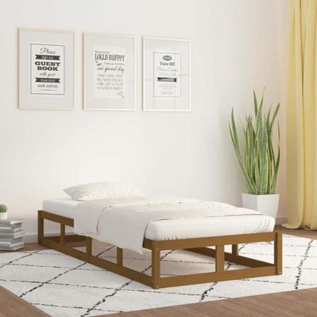 Vidaxl Sängram 90x200 Cm Honungsbrun Massivt Trä Brun