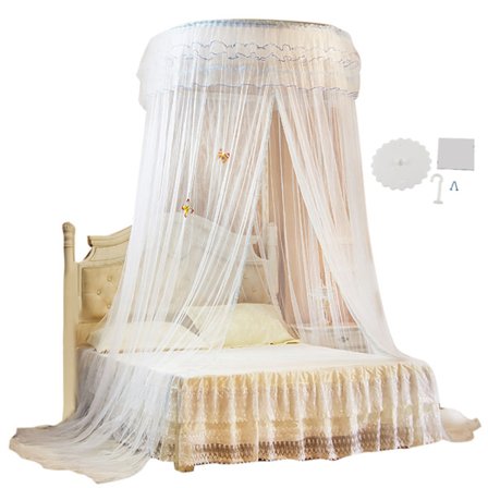 Åndbar Rund Himmel Sengeseng Myggenet (Hvid)