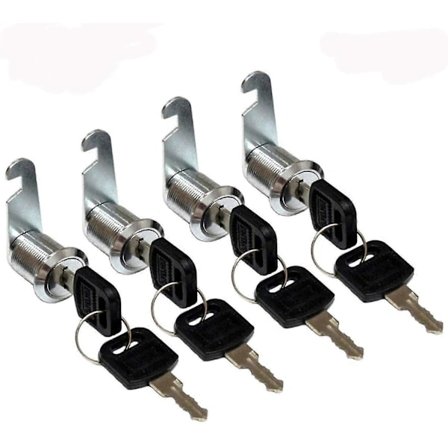 4 stk. Kombinations cylinderlås, skabsdørslås, tønde kombinations kamlås til postkasse skuffe - 16mm Fk [Db]