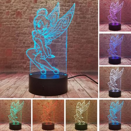 Enkeli Tinkerbell Prinsessa Harvinainen Peter Pan Keiju Tinker Bell Lumihiutale Magia Elf 7 Väriä Vaihtava Toimintahahmo Yövalo 3D Anime Tytöt Koti 