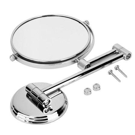 Väggmonterad smink spegel hopfällbar svängbar dubbelsidig 3X förstorande fåfänga spegel 6 tum