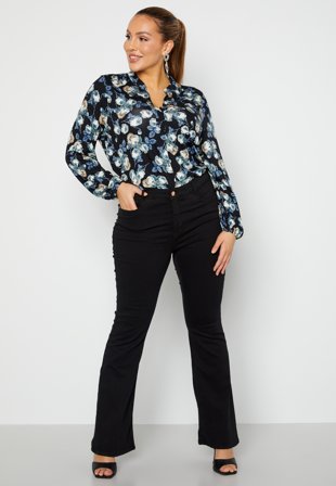 BUBBLEROOM Tove High Waist Flared Superstretch Black Klær