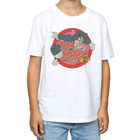 Tom och Jerry Boys Classic Catch Bomull T-shirt 9-11 år Vit