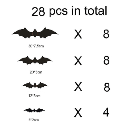 28 stk Halloween dekoration 3d flagermus vægklistermærke
