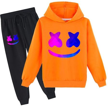 Marshmello Cotton Candy Dj Middle School -huppari+-setti pojille ja tytöille orange 170cm