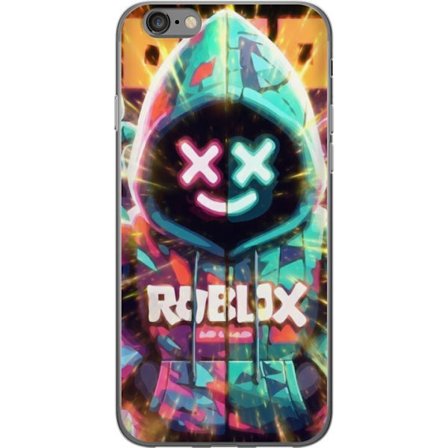 Yhteensopiva Puhelinkuori Apple Apple iPhone 6 Neonvärisellä Roblox-hupparihahmolla on hehkuvia efektejä ja energialla täytetty tausta, moderni pe