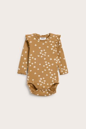 Kappahl | Prążkowane body z falbaną | Brązowy