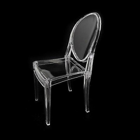 2 stycken Miniatyr Matstolar i Klar Kristall i Mid-Century Stil - Plast Dockhusmöbler Modell, Vardaglig Heminredningsstol_Speciella gåvor