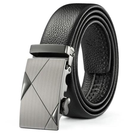 Herrbälte Metall Lyxigt Automatiskt Spänne Läder Högkvalitativa Bälten för Herr Affärsarbete Casual Strap ZDP001A Warship Gray B