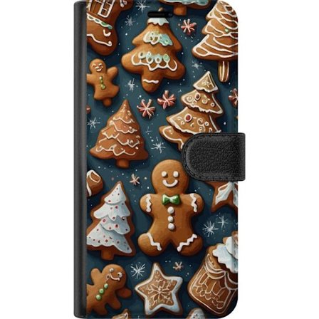 OnePlus 13 Tegnebogsetui Peberkager formet som træer, mænd og stjerner dekoreret med glasur i et hyggeligt vintermønster, der minder om julebagning
