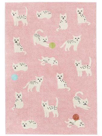 Washable Kids Rug Indoor/Outdoor Animal Lo Friends Pink/Multicolor Oeko-Tex