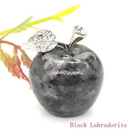 30Mm Apple Figur Naturliga Ametyst Crystal Cared Reiki Healing Pärlor Kvarts Rum Möbler Prydnad Hem Inredning Christmas Gi Gi Tåg Black Labradorite 