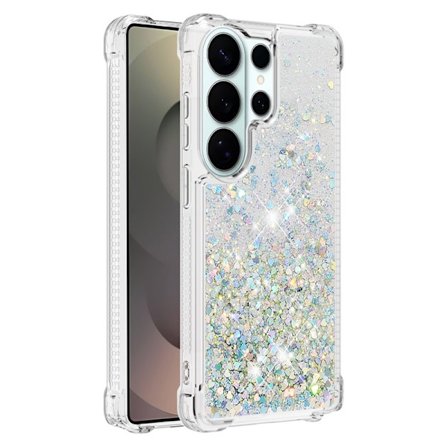 Mobilskal till Samsung Galaxy S26 Ultra TPU Glittrande Stötsäker Silver Hjärtan