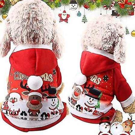 Hund Katte Hoodie Frakke Vinter Efterår Varm Kæledyr Jul Bomuld Hunde Tøj Med Knap Udendørs Hund Hop
