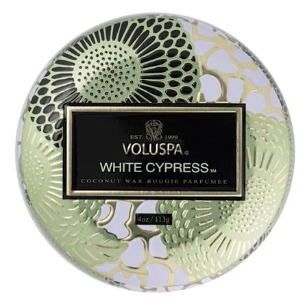 Voluspa Mini Decorative Tin Candle White Cypress 113g