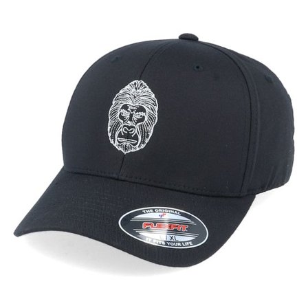 Iconic - Svart flexfit Keps - Stylistic Gorilla Black Flexfit @ Hatstore