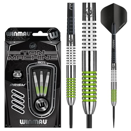 Winmau Ton Machine Steel Tip Darts 21g/23g/25g/27g Green Silver Tungsten 80% Professional Darts Flights Rings Grip