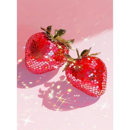 Pink Diamond Art Malersæt til Voksne, Jordbær Fuld Drill Diamant Dot Malerier til Begyndere, Rund 5D DIY Mal med Diamanter Billeder Ædelsten