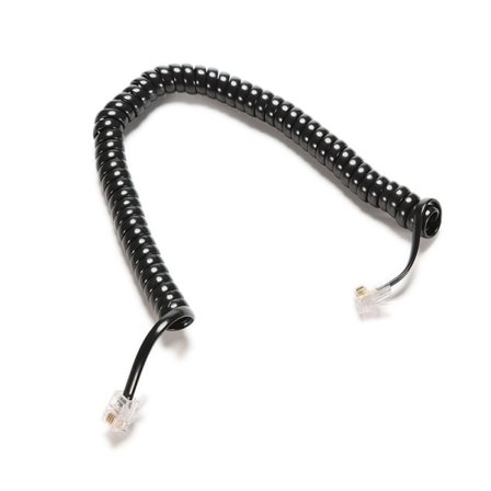 2 stk. 6,5 fod sort telefonrør Telefonforlængerledning Curly C sort 2 stk.