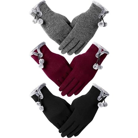 3/6 Par Damglovar Vinter Touch Screen Textning Handske för Kvinnor