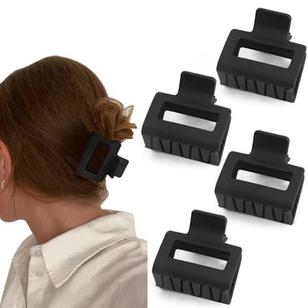 4 st tunna hårklämmor kloklämma helt svart liten hårklämma 5,08 cm fyrkantig matt hårklämma liten kloklämma för damer tunn hårklämma tjocka 