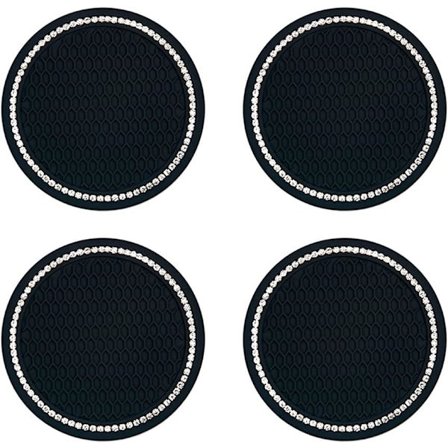 Svart - 4 stk. universelle bilglasunderlag skridsikre silikone bilkopholdere sorte krystalsten biltilbehør til interiør