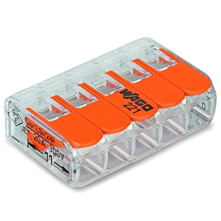 Wago 221-415 Koblingsklemme 5-polet, 25-pakning, Installasjonsmaterial