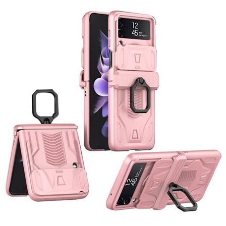GKK Galaxy Z Flip 4 Skal Ringhållare Kickstand - Rosa