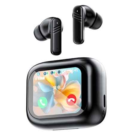 QU-TSSD LX10 TWS Anc Enc Støjreducerende Ørepropper Tidsalarm Ur Mobiltelefon LCD Touchskærm Bluetooth Trådløse Hovedtelefoner