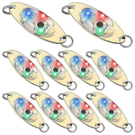10 stk. LED fiskelokker fiskeskeer undervandsblink Bass Helleflynder Blink Trolling Deep Drop