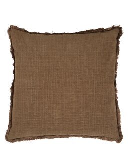 Pudebetræk Danny ensfarvet med frynser 1-pak Lysebrun