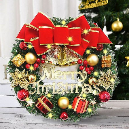 Stor Julkrans med LED-lampor Dörr Vägg Hängande Dekoration Girlang Party{AZC}