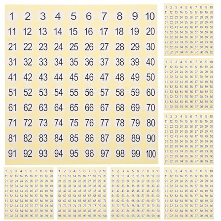 15 ark små nummerklistermærker runde nummerklistermærker 1-100 nummerklistermærkeetiketter til hjemmet