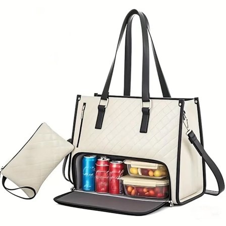 Elintarvikkeiden kanssa kosketuksiin joutumaton 2-in-1 lounas- ja matkakassetti, jossa on tiivis eristetty kylmälaukku ja säilytyskassi, 