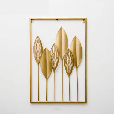 Jernkunst stue hjem vægdekoration metalplade veranda vægophæng, grønt blad 40*3*60cm,