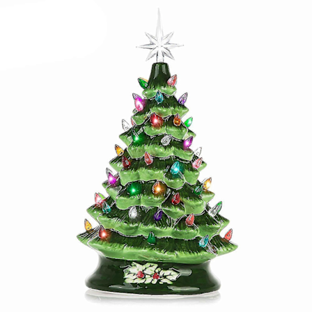 Keramisk juletre LED-dekorasjon Keramisk skrivebordsjuletre