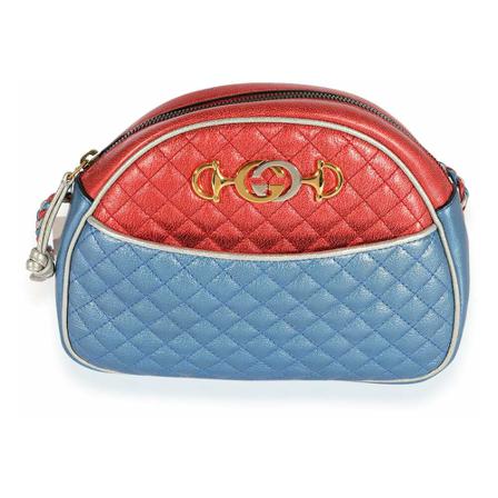 Gucci Vintage, Pre-owned Gucci Metallic Blue Multicolor Nappa Trapuntata Shoulder Bag Blauw, Dames, Maat:ONE Size
