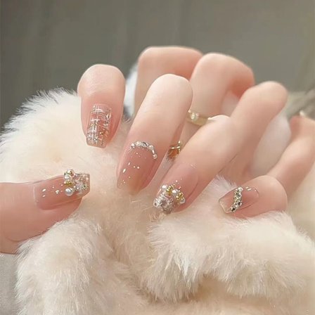 Pearl False Nail Fake Nails Fransk manikyr