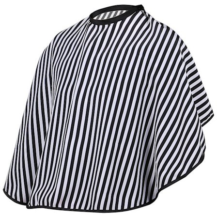 Frisør- og barberkappe, justerbar, svart og hvit