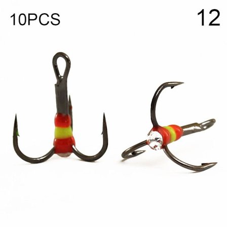 10 st Isfiskekrokar Trekäftskrok 12 12